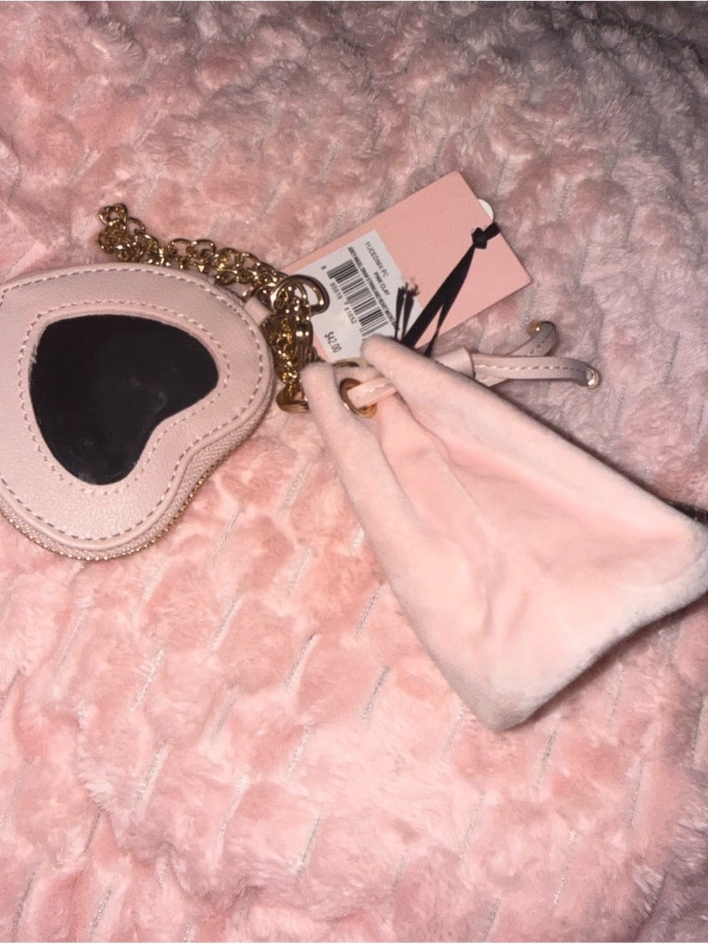 Pink Heart Mirror Keychain Pouch - Picture 3 of 4